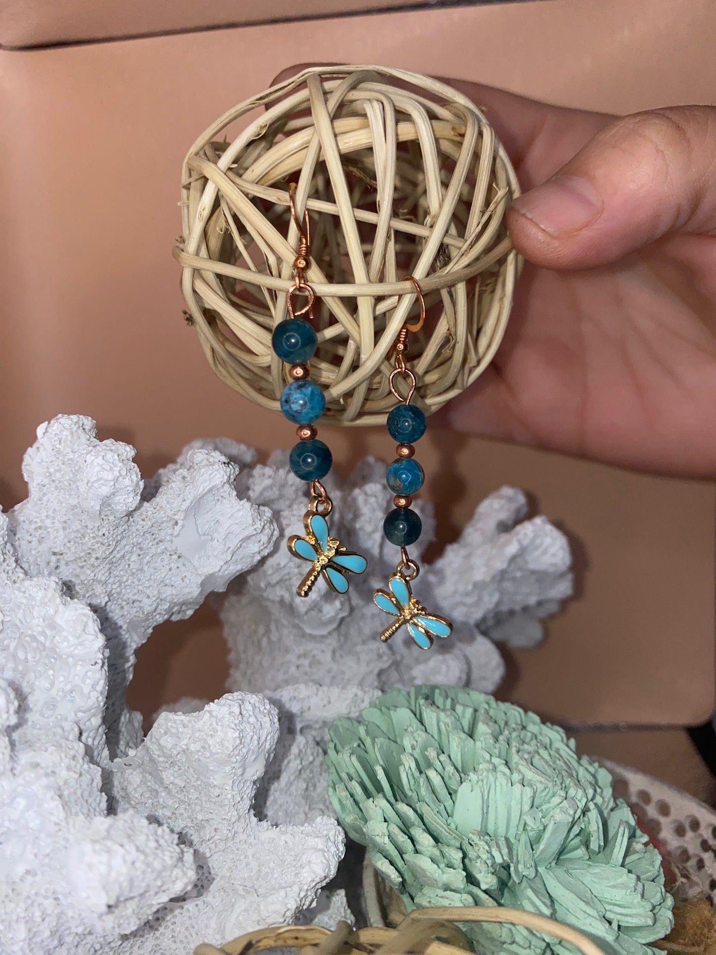 Blue Apatite Dragonfly Earrings