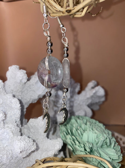 Midnight- Rainbow Fluorite Donut Earrings
