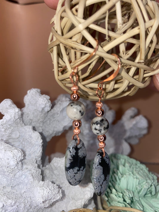 Flower Obsidian Earrings