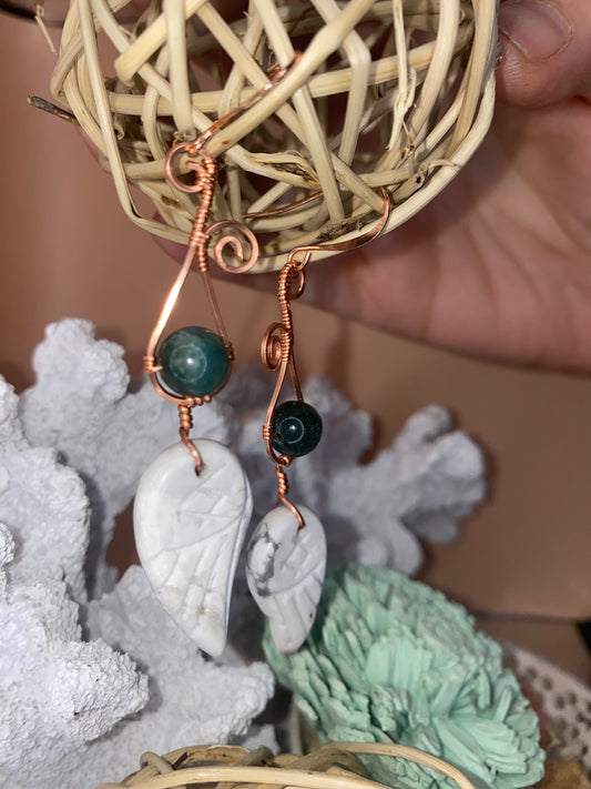Howlite Wing Earrings