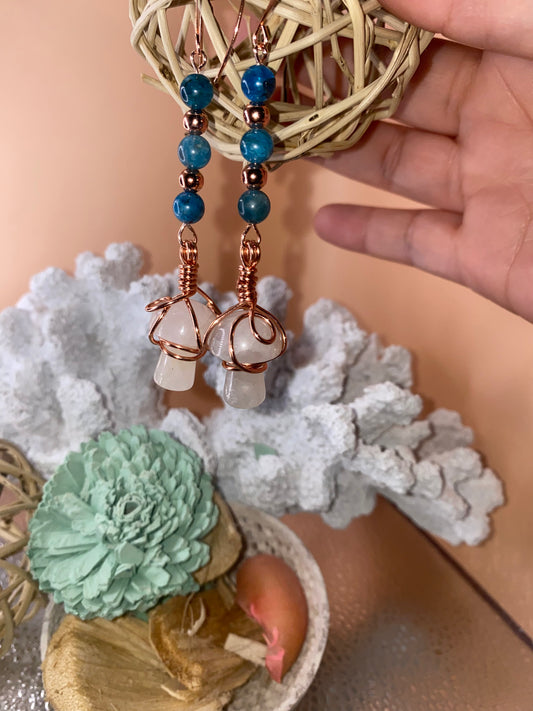 Blue Apatite Mushroom Earrings