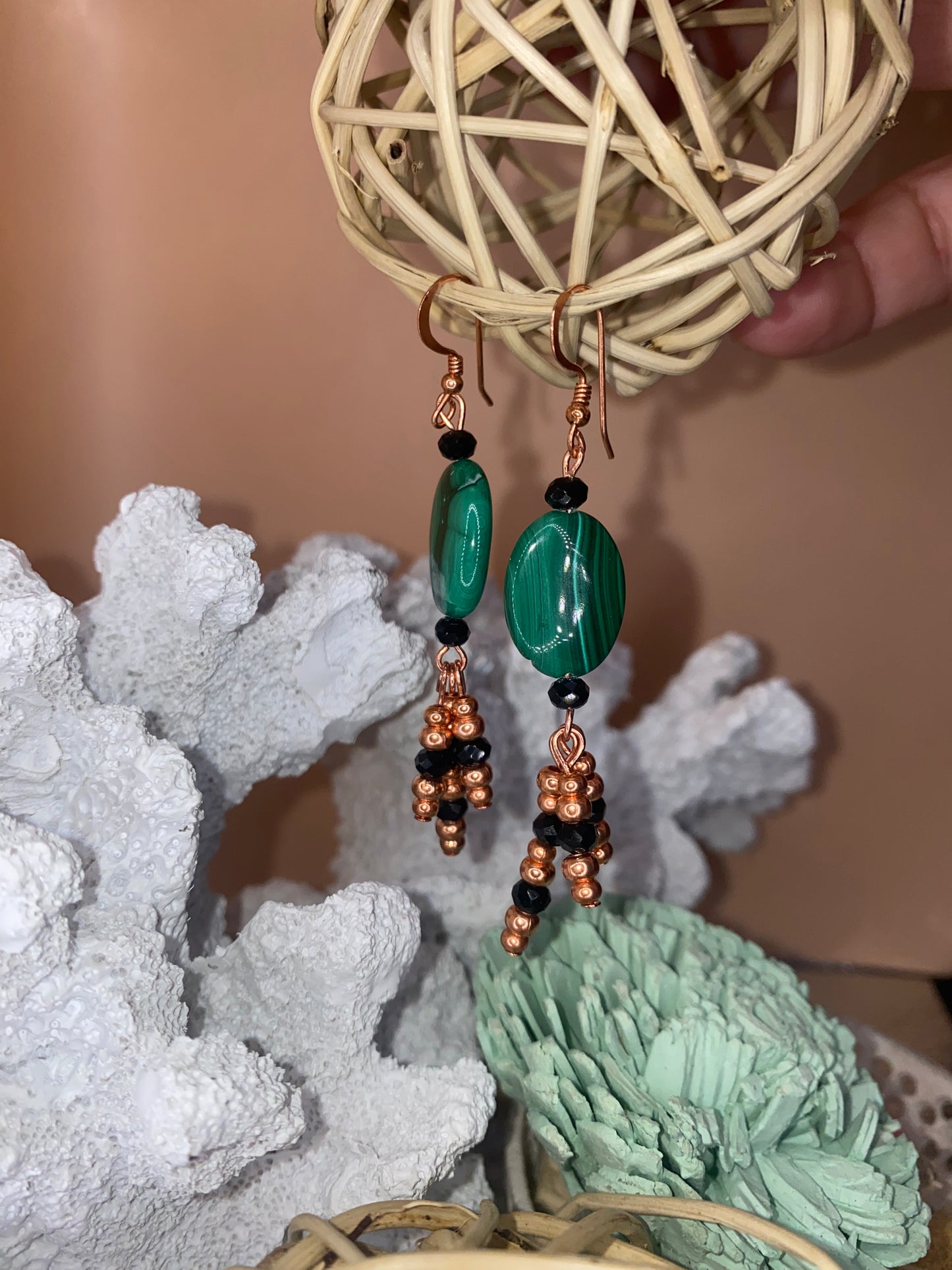 Malachite Oval Earrings