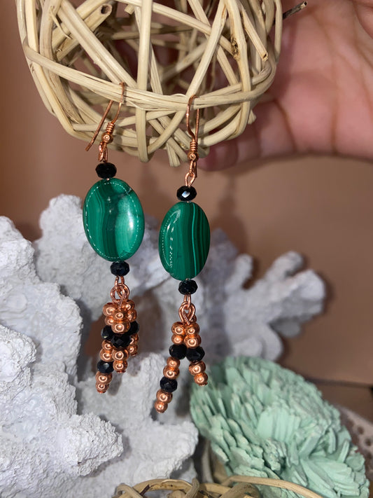 Malachite Oval Earrings
