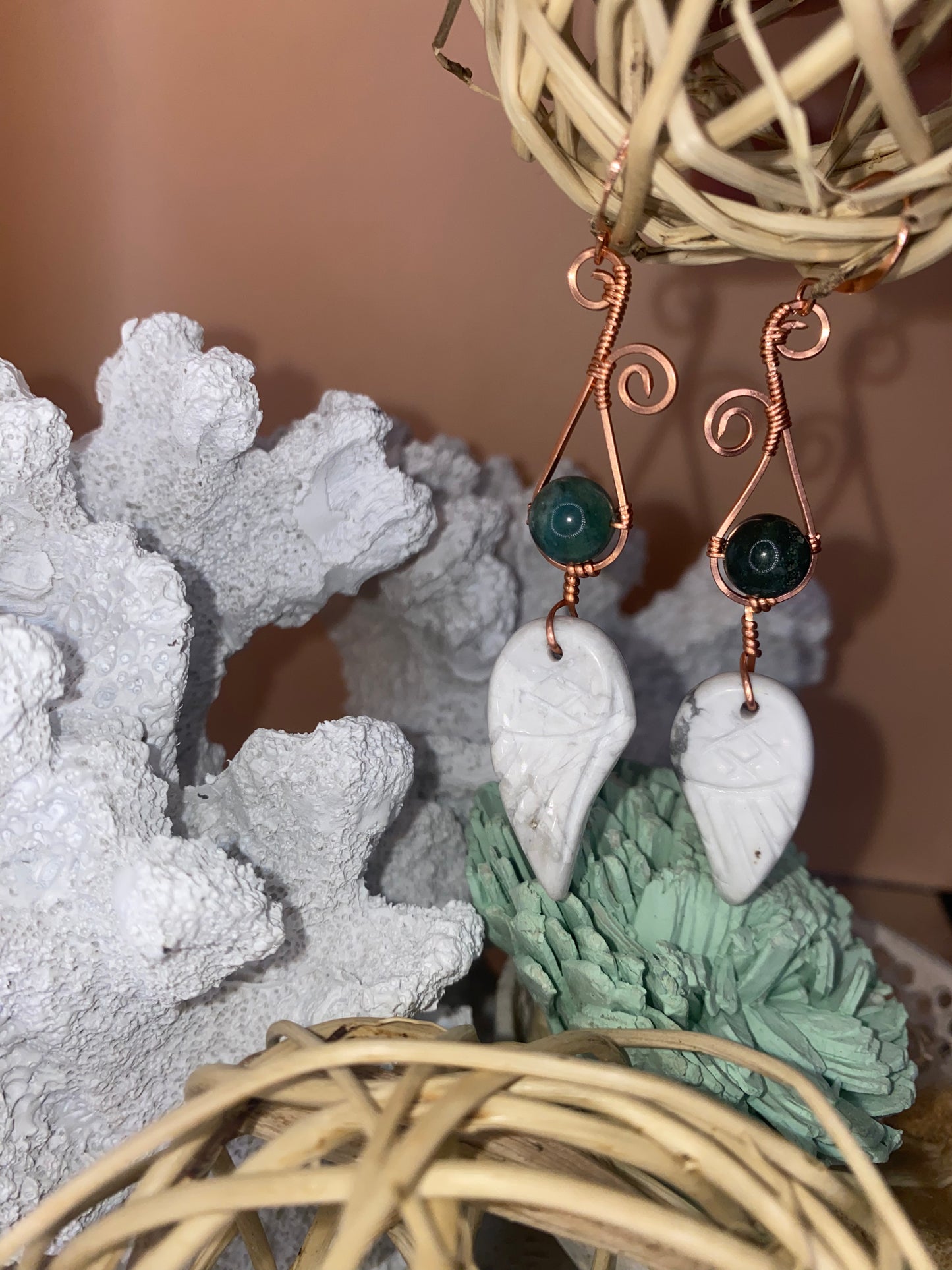 Howlite Wing Earrings