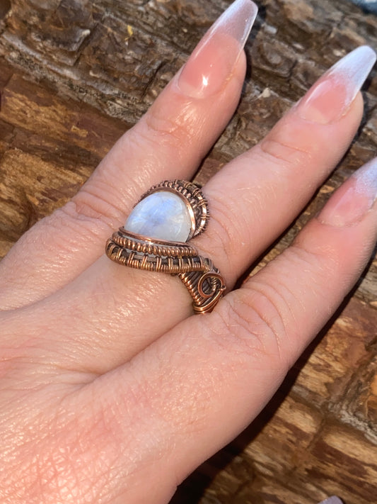 Woven Moonstone ring
