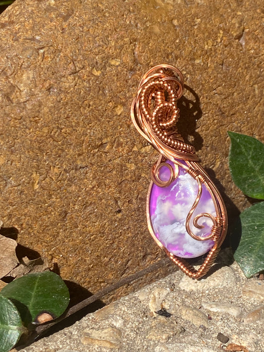 Plum skies - Plume agate dublet