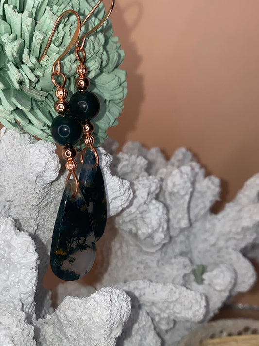 Moss Agate Teardrop Earrings