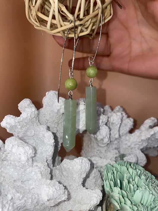 Green Jade Tower Earring