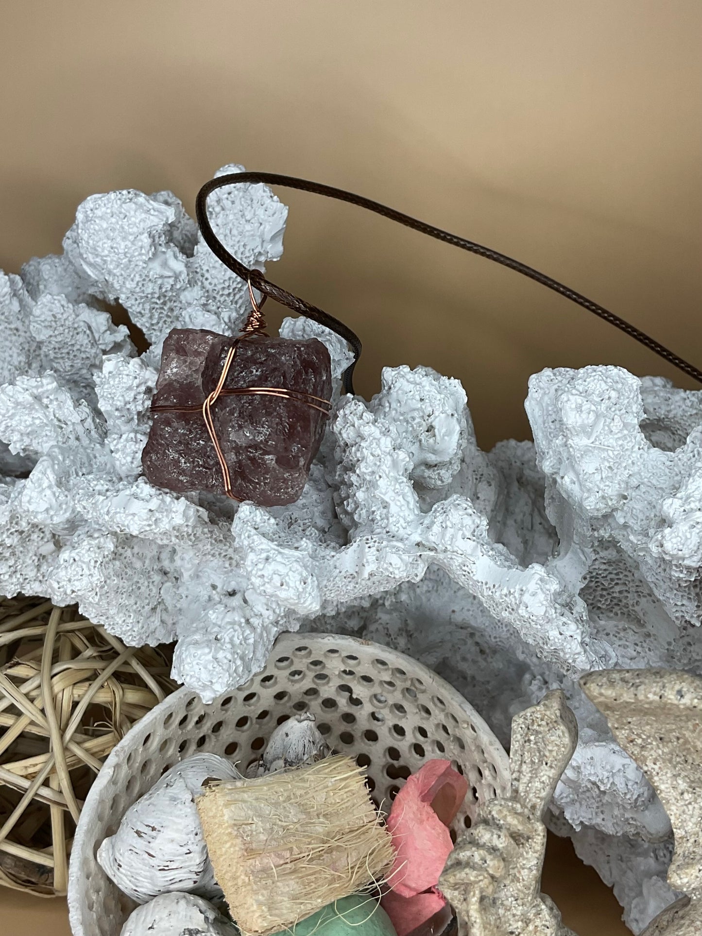 Strawberry Quartz Raw Crystal Pendant