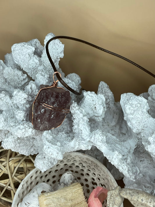 Strawberry Quartz Raw Crystal Pendant