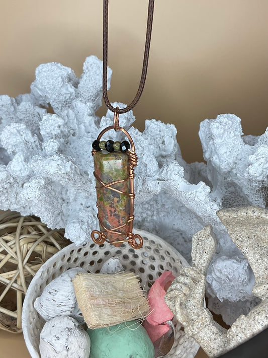 Unakite Tower with Peridot