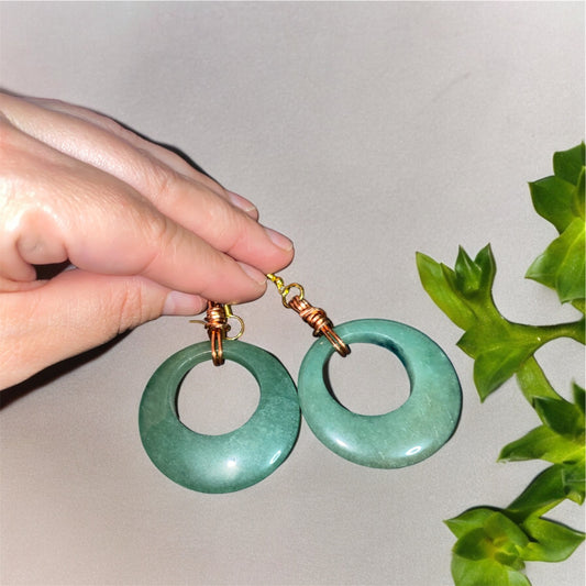 Dominica- Green Jade Donut Earrings