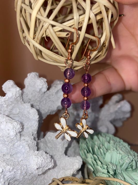Amethyst Dragonfly Earrings