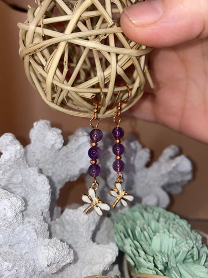 Amethyst Dragonfly Earrings