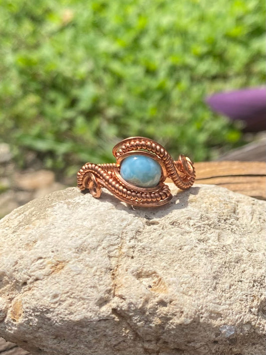 Larimar swirl ring