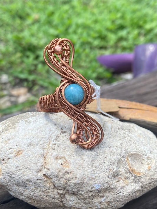 Blue Aventurine Ribbon Spinner Ring