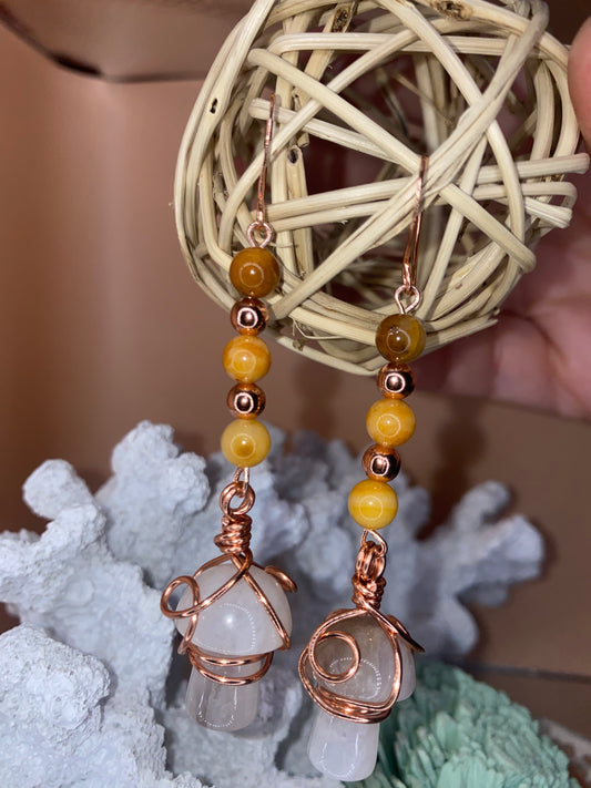Yellow Jasper Mushroom Earrings