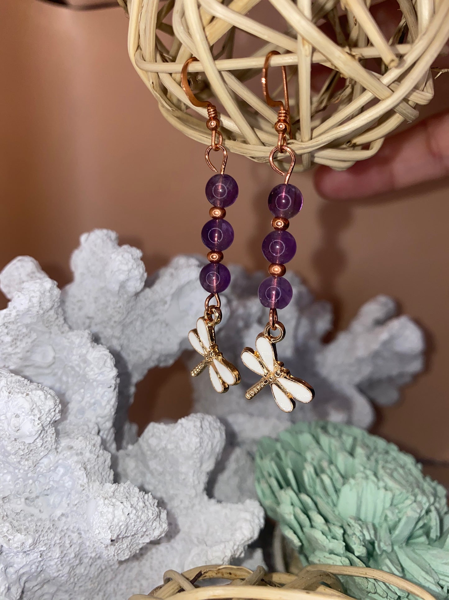 Amethyst Dragonfly Earrings