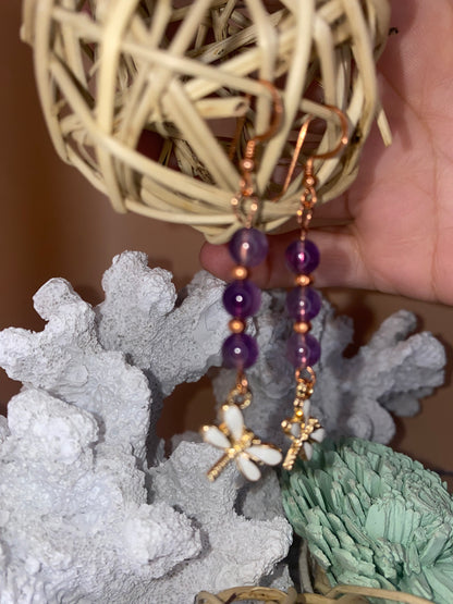 Amethyst Dragonfly Earrings