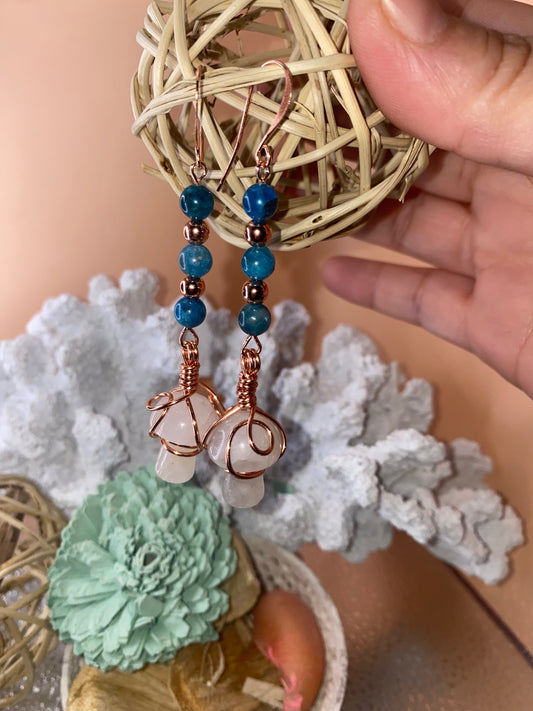 Blue Apatite Mushroom Earrings