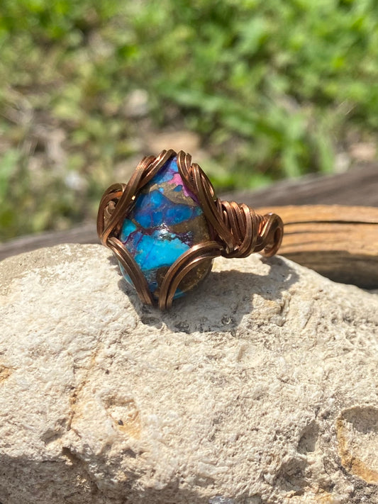Oyster Turquoise Spiny Ring