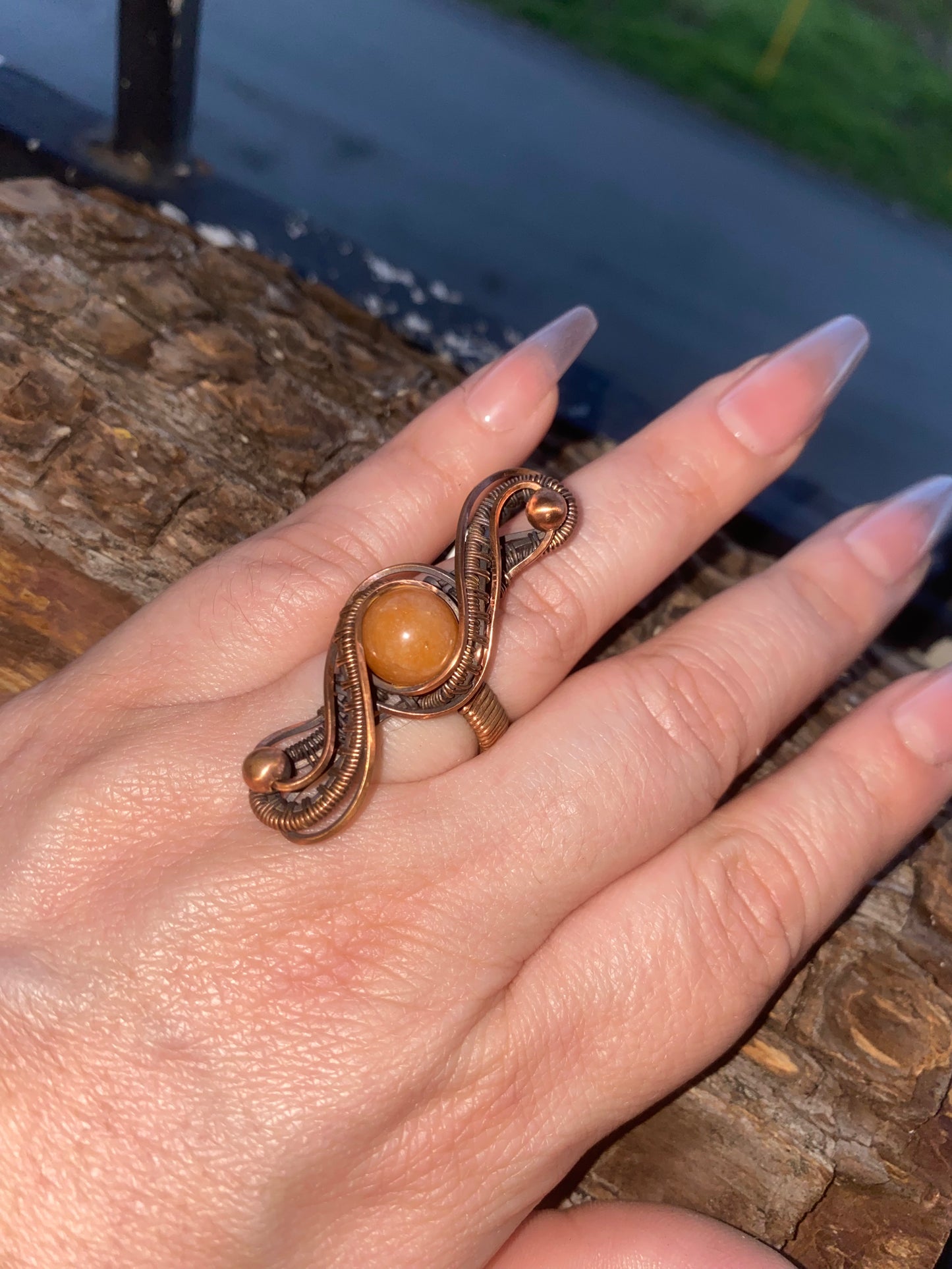 Orange Calicite Ribbon Ring
