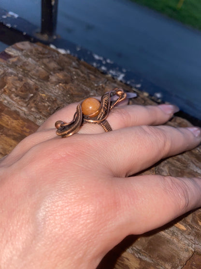 Orange Calicite Ribbon Ring