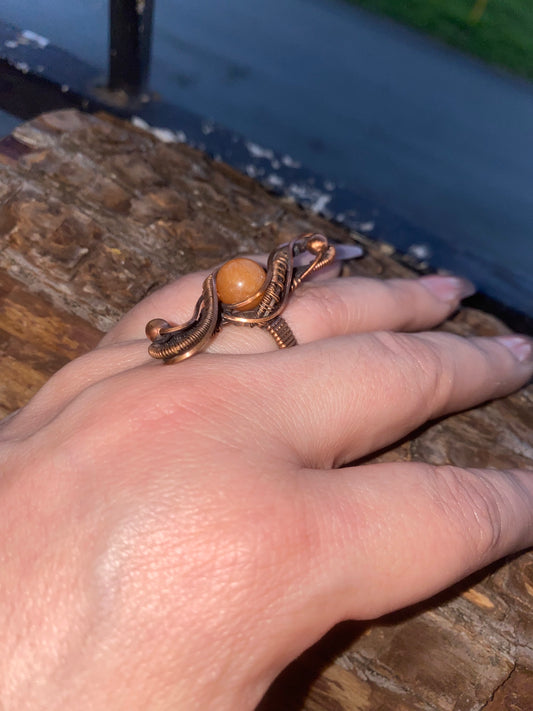 Orange Calicite Ribbon Ring