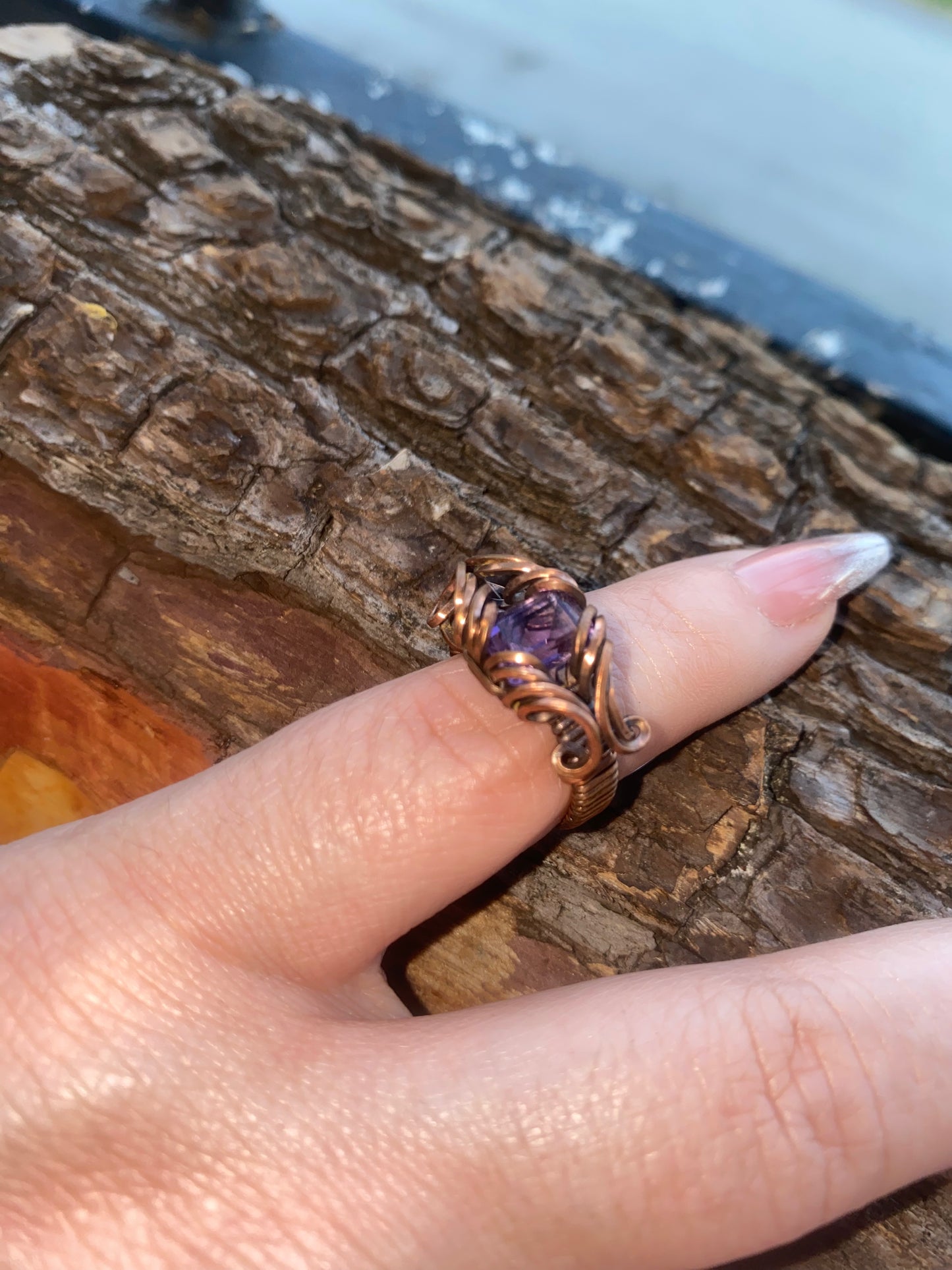 Amethyst woven Gem RIng
