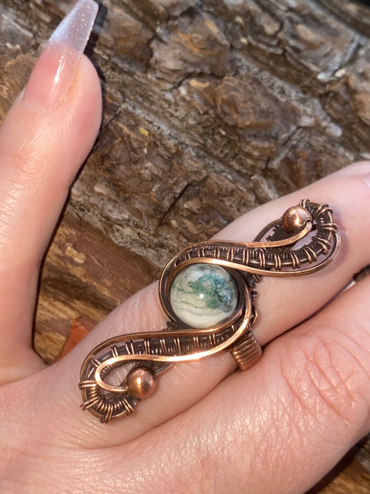 Moss Agate Ribbon Ring
