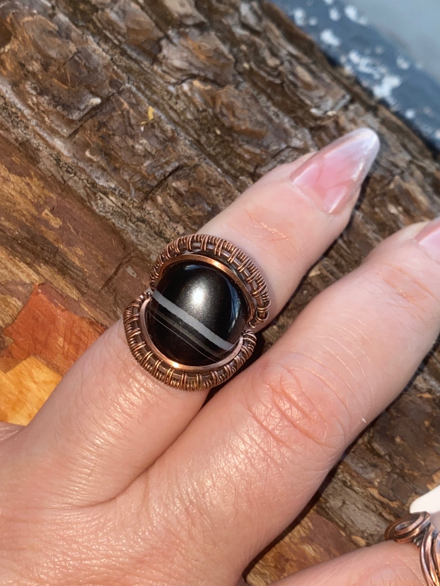 Black agate Ring