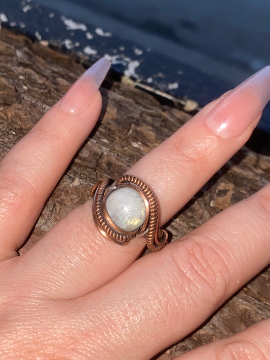 Mini Moonstone swirl Ring