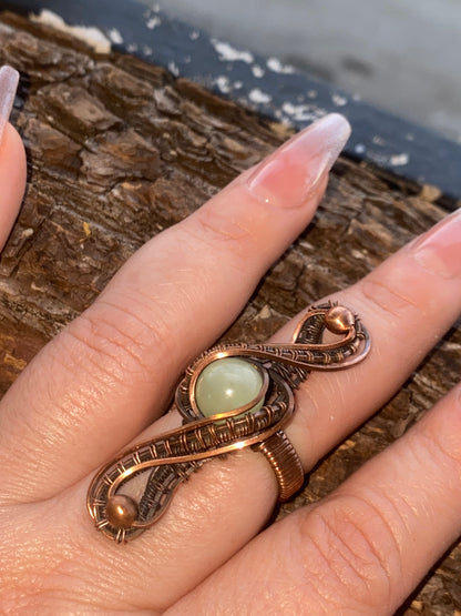 Peace Jade Ribbon Ring
