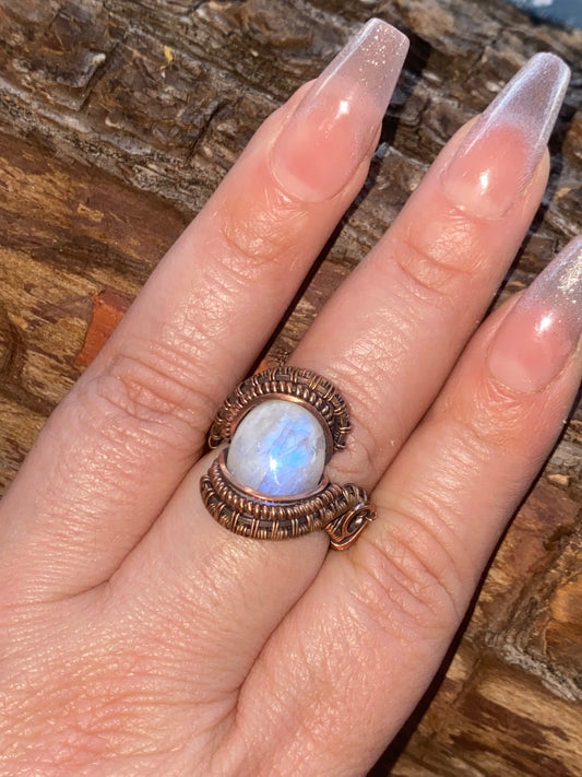 Woven Moonstone ring