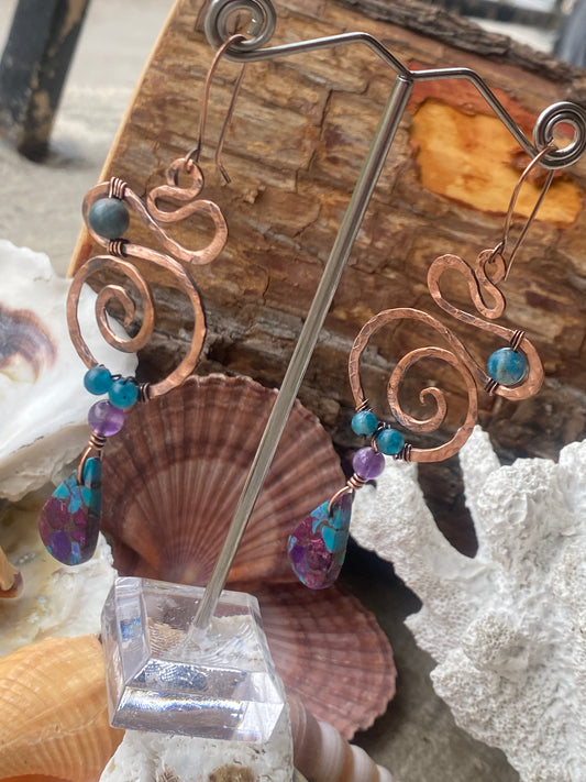Adrena Blue Apatite and Turquoise earrings