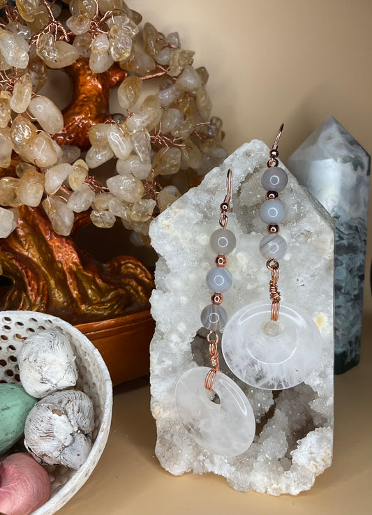Clear Quartz Donut Earrings