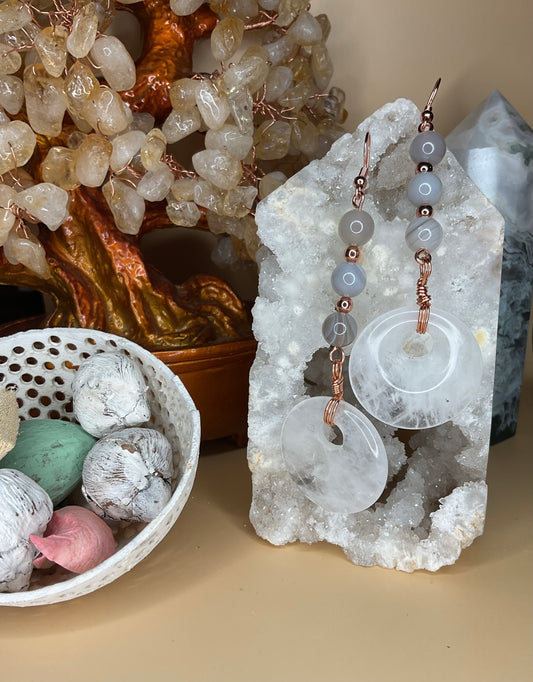 Clear Quartz Donut Earrings
