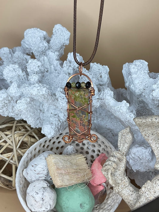 Unakite Tower with Peridot