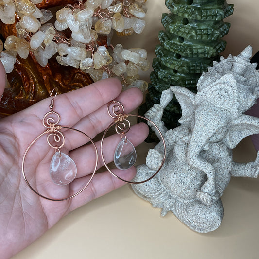 Clear Quartz Tear Drop Earrings