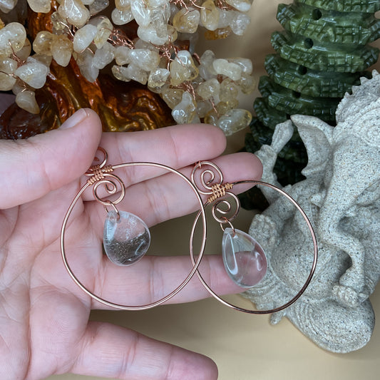 Clear Quartz Tear Drop Earrings