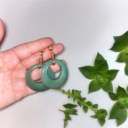 Dominica- Green Jade Donut Earrings
