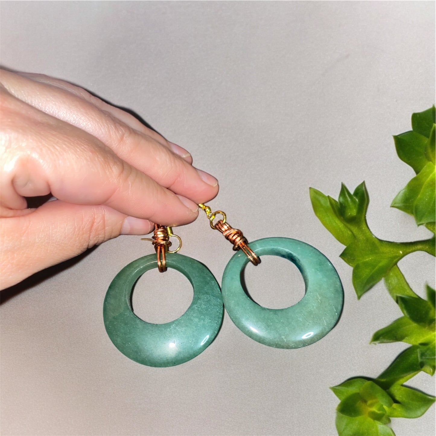 Dominica- Green Jade Donut Earrings