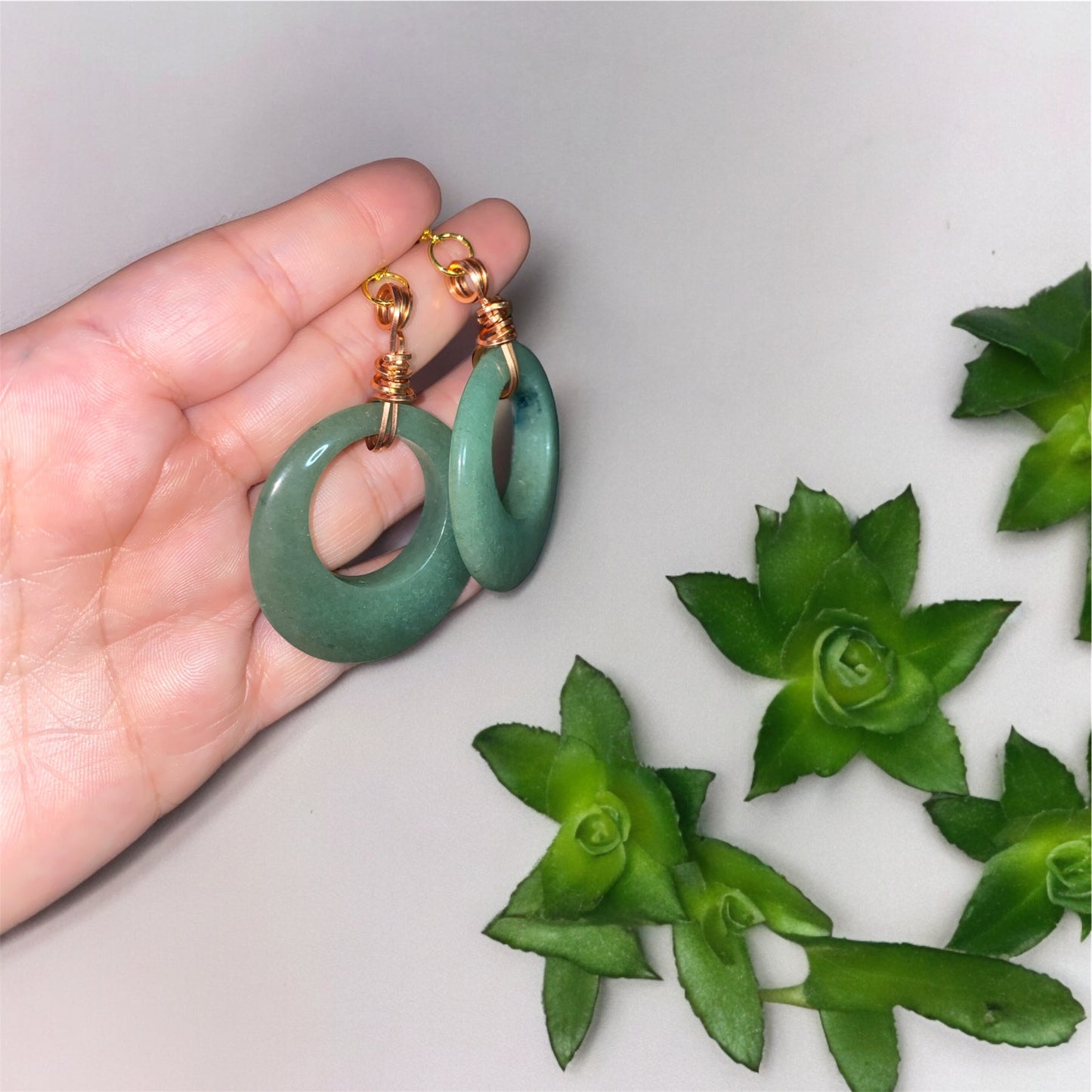 Dominica- Green Jade Donut Earrings