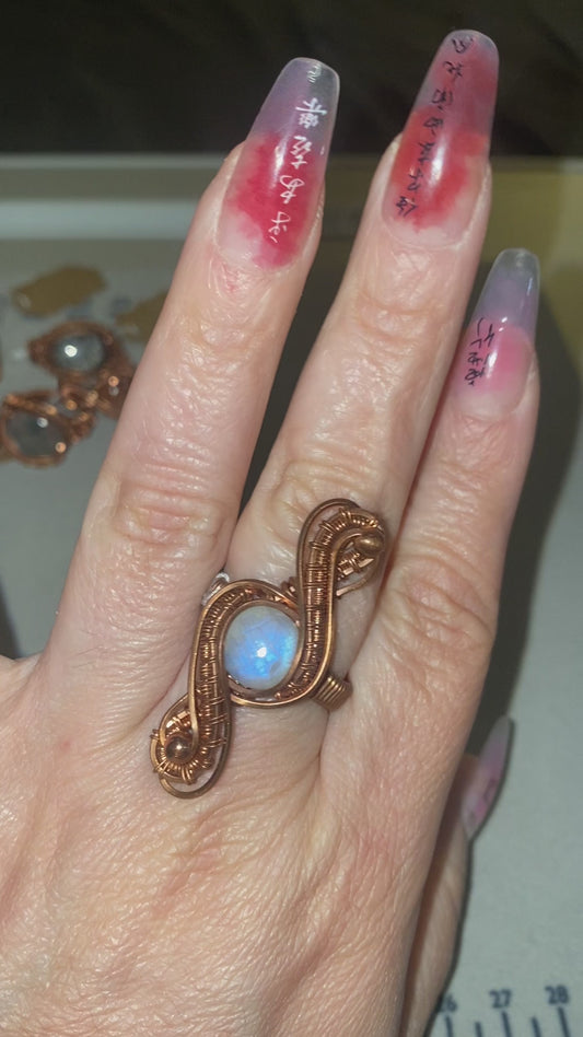 Moonstone ribbon ring