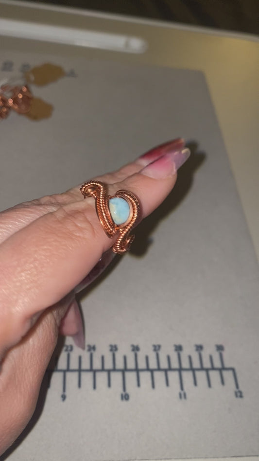 Larimar swirl ring